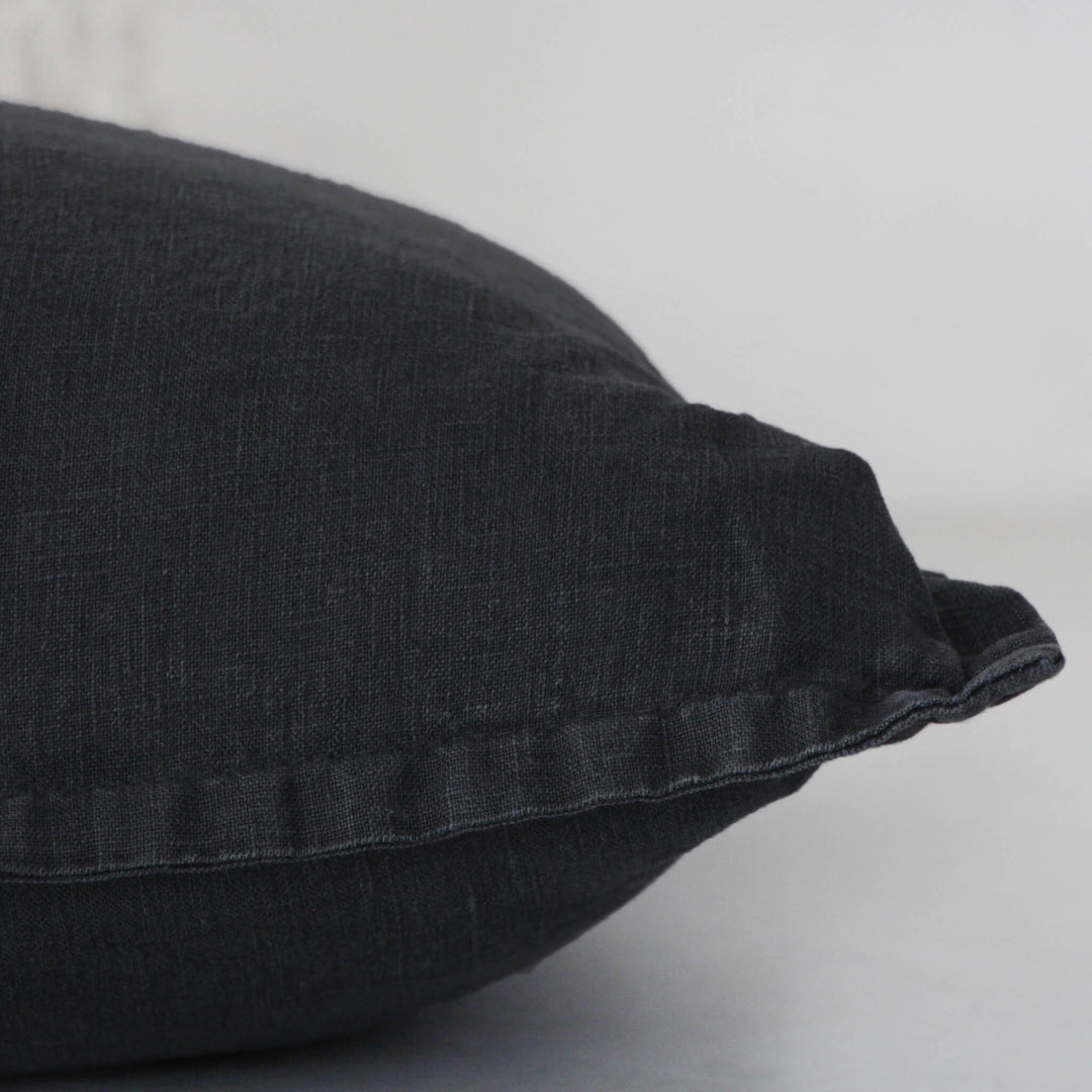 FRENCH LINEN CUSHION BUNDLE X2 | 50X50 | CHARCOAL DOWNPIPE | CLOSEUP