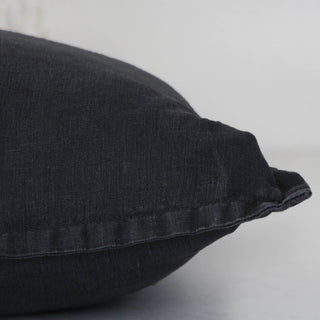 FRENCH LINEN CUSHION BUNDLE X2 | 50X50 | CHARCOAL DOWNPIPE | CLOSEUP
