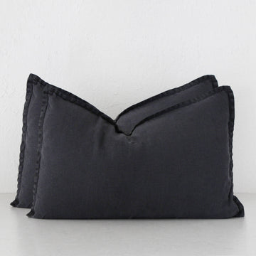 FRENCH LINEN CUSHION BUNDLE X2 | 40X60 | CHARCOAL DOWNPIPE