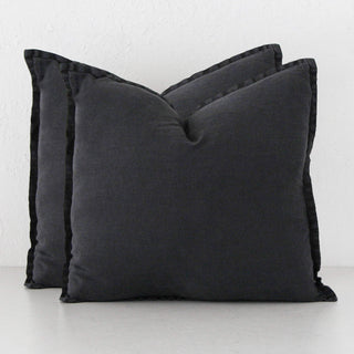 FRENCH LINEN CUSHION BUNDLE X2 | 60X60 | CHARCOAL DOWNPIPE