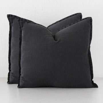 FRENCH LINEN CUSHION BUNDLE X2 | 60X60 | CHARCOAL DOWNPIPE
