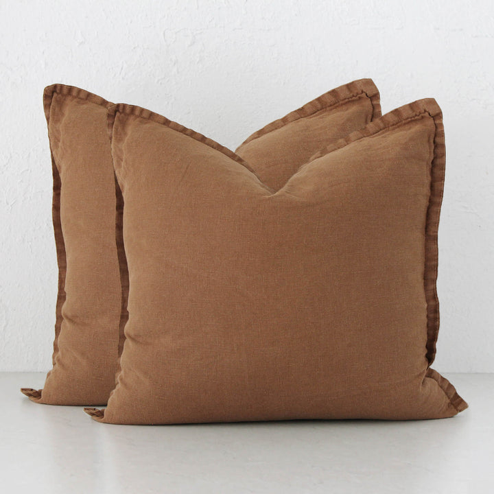 FRENCH LINEN CUSHION BUNDLE X2 | 50X50 | CINNAMON LATTE