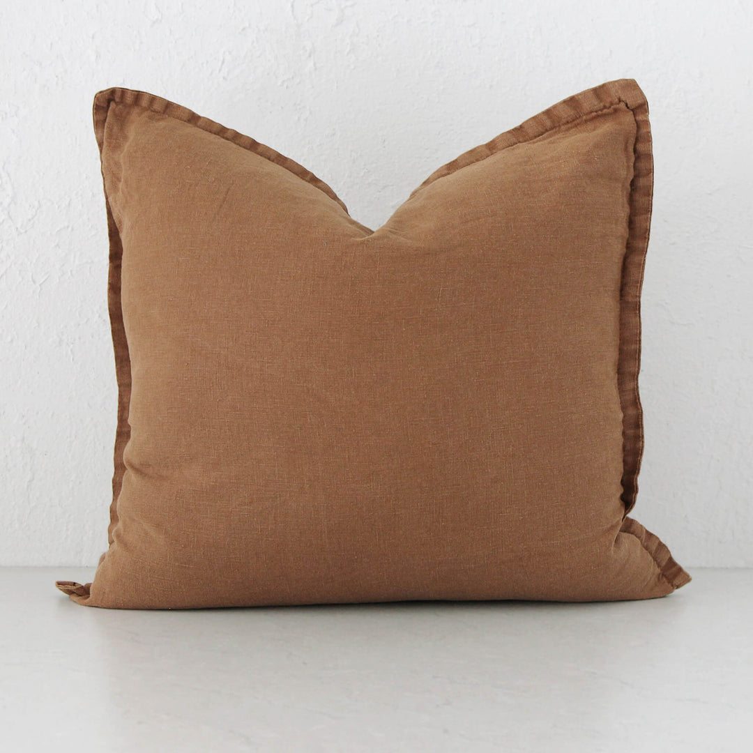 FRENCH LINEN CUSHION | 60X60 | CINNAMON LATTE