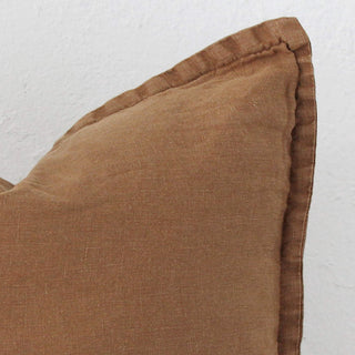 FRENCH LINEN CUSHION | 40X60 | CINNAMON LATTE | CLOSE UP