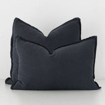 FRENCH LINEN CUSHION BUNDLE X2 | 40X60 + 50X50 | NAVY HALE