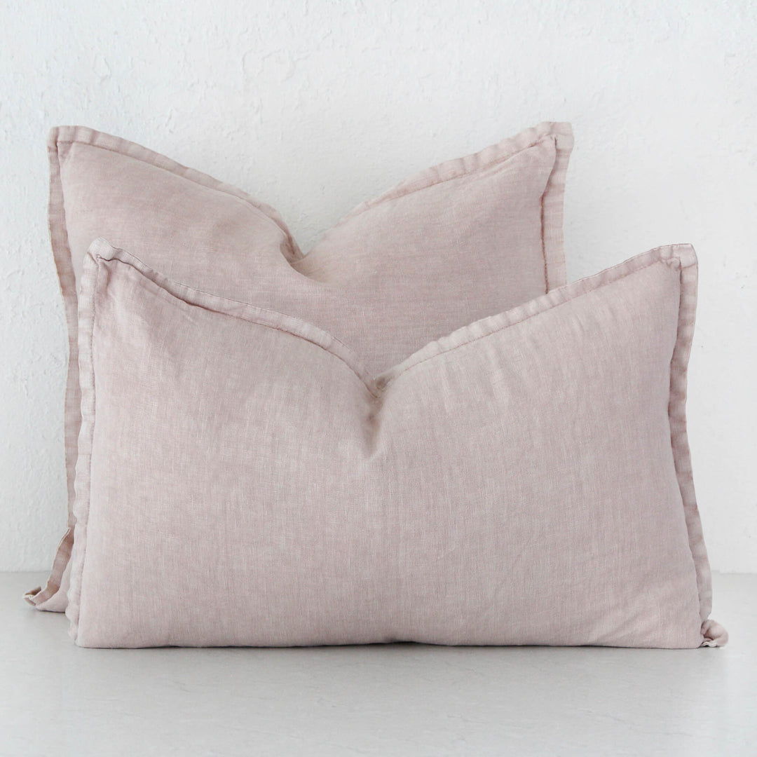 FRENCH LINEN CUSHION BUNDLE X2  | 40X60 + 50X50 |  NUDE PARCHMENT