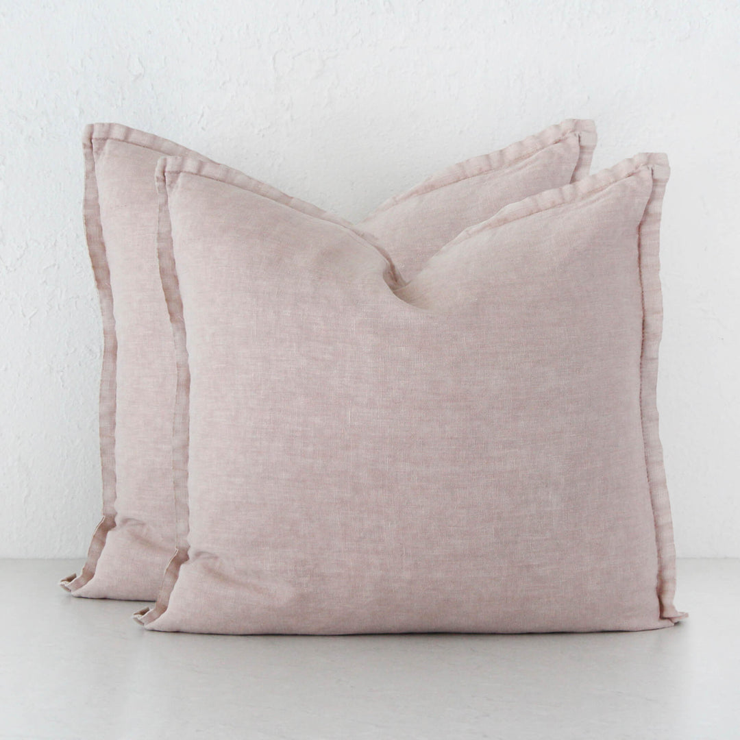 FRENCH LINEN CUSHION BUNDLE X2  | 50X50  |  NUDE PARCHMENT