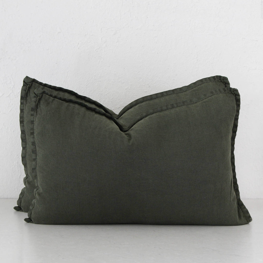 FRENCH LINEN CUSHION BUNDLE X2  | 40X60  |  TUSCAN OLIVE