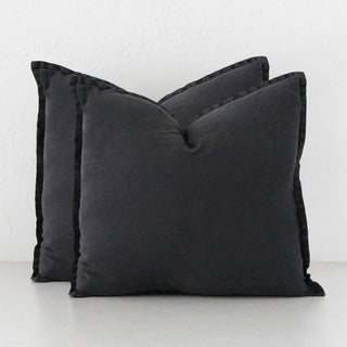 FRENCH LINEN CUSHION BUNDLE X2 | 50X50 | CHARCOAL DOWNPIPE