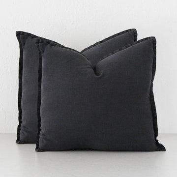 FRENCH LINEN CUSHION BUNDLE X2 | 50X50 | CHARCOAL DOWNPIPE