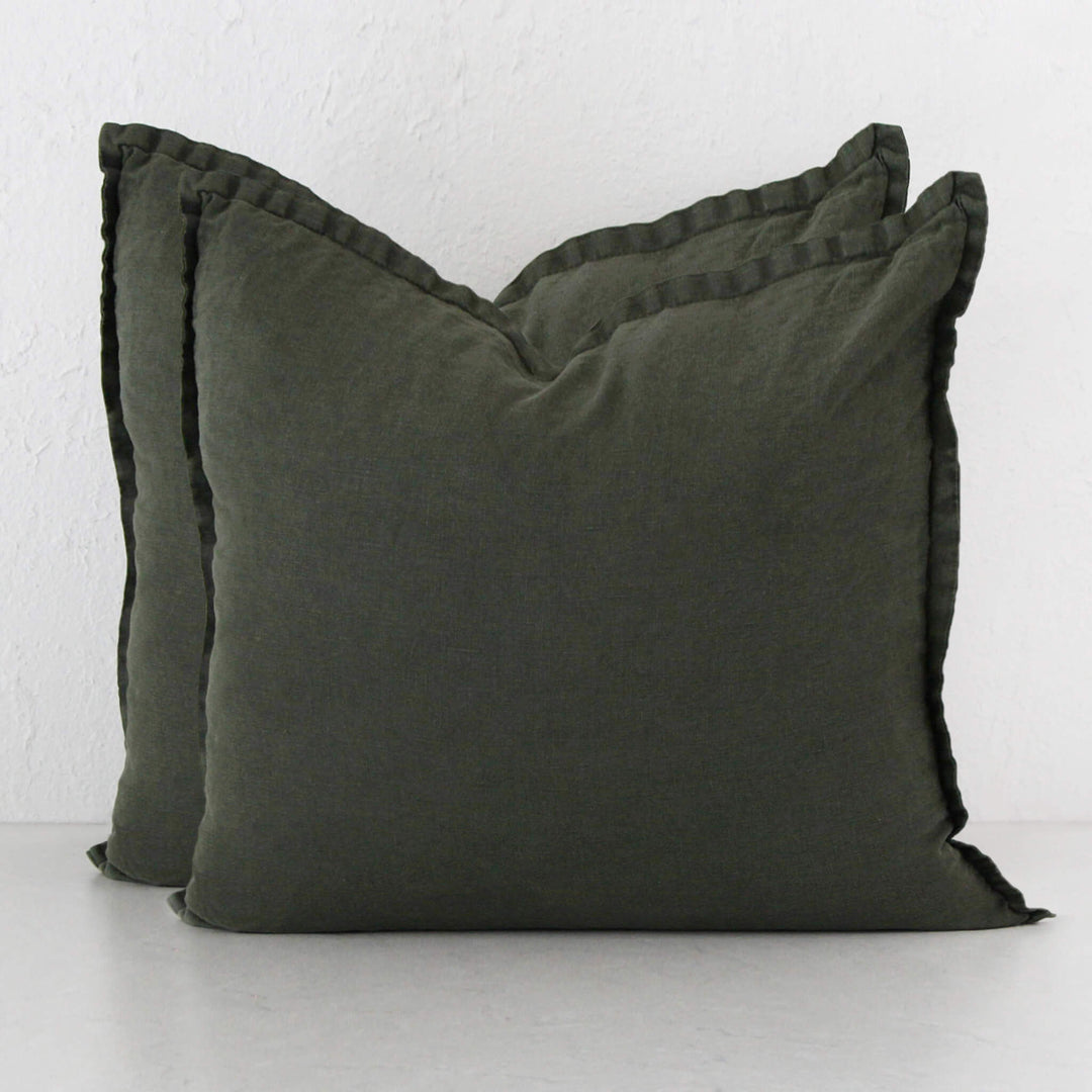 FRENCH LINEN CUSHION BUNDLE X2  | 60X60  |  TUSCAN OLIVE