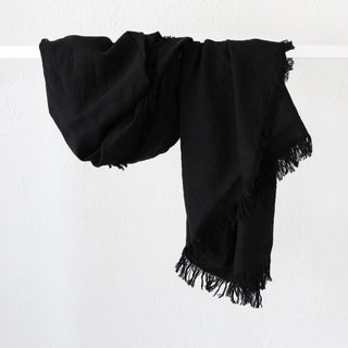 LBD EXCLUSIVE | FRENCH LINEN THROW | 180X140CM | CARBON BLACK NOIR
