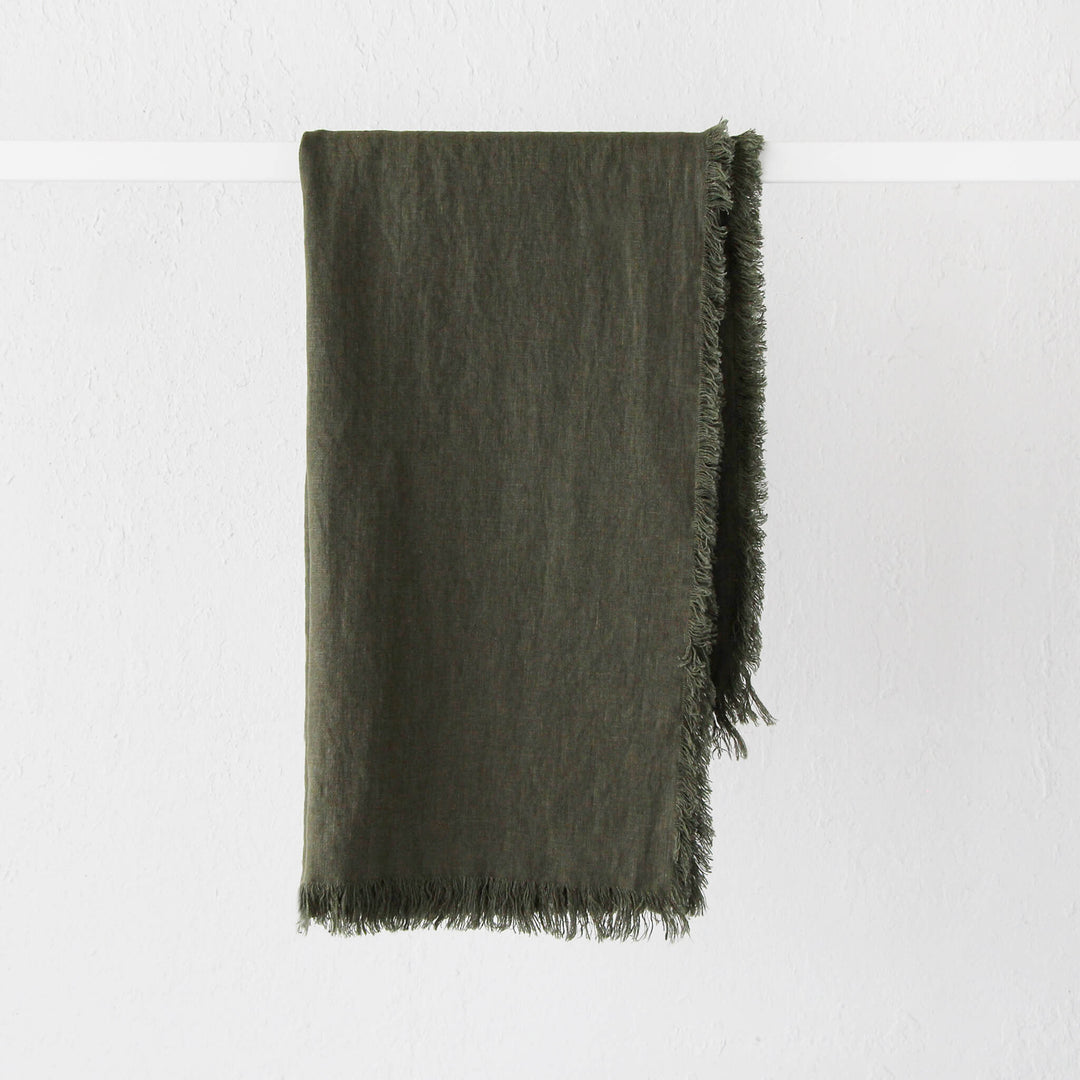 FRENCH LINEN THROW  |  180X140CM  |  TUSCAN OLIVE