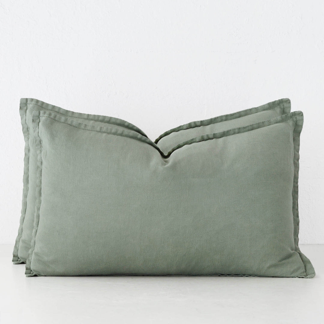 FRENCH LINEN CUSHION BUNDLE X2  |  40 X 60CM  |  EUCALYPTUS LEAF