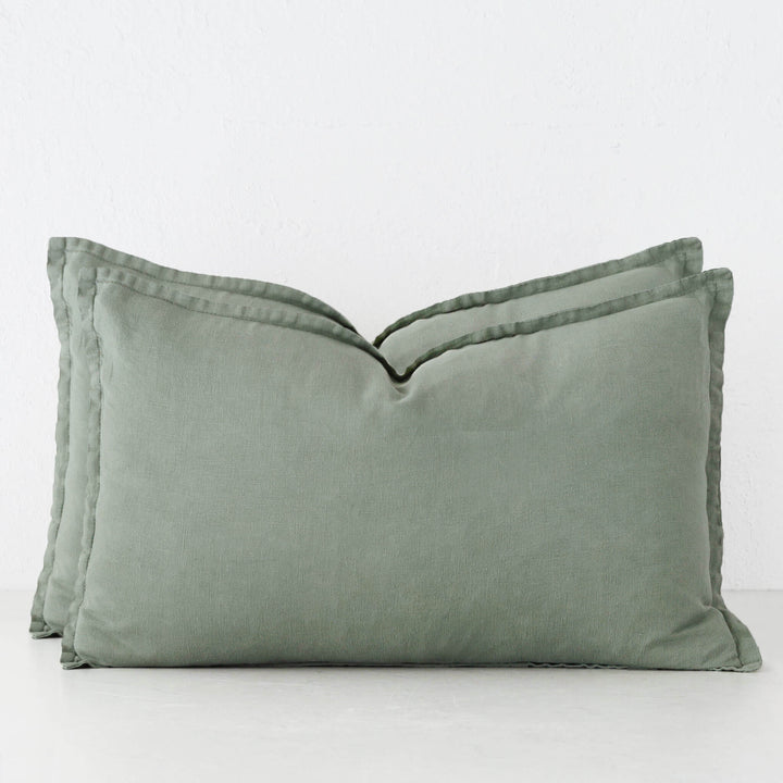 FRENCH LINEN CUSHION BUNDLE X2  |  40 X 60CM  |  EUCALYPTUS LEAF