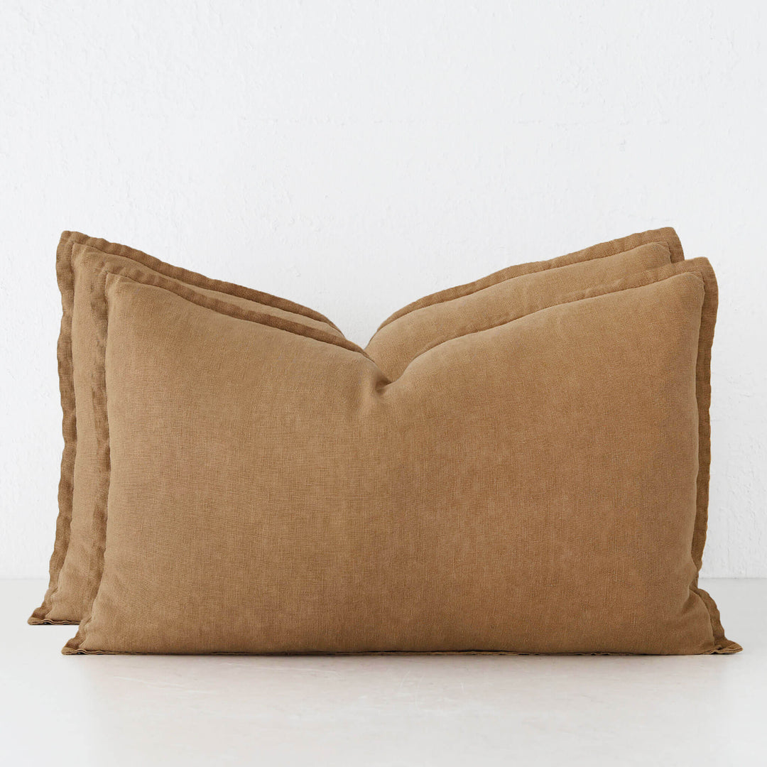 FRENCH LINEN CUSHION BUNDLE X2  |  40 X 60CM  |  TOBACCO CIGAR