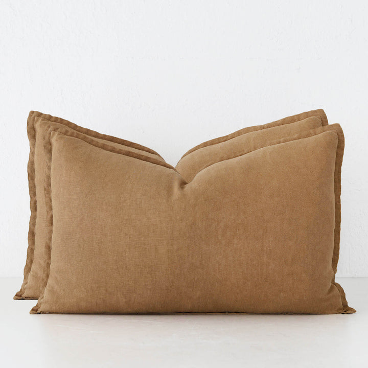 FRENCH LINEN CUSHION BUNDLE X2  |  40 X 60CM  |  TOBACCO CIGAR