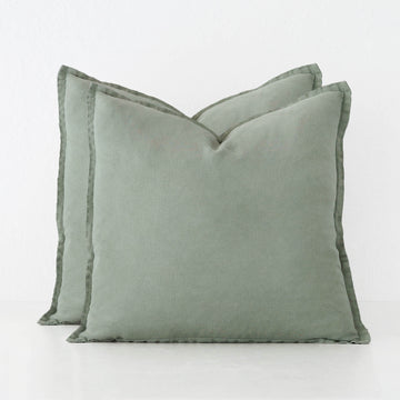 FRENCH LINEN CUSHION BUNDLE X2  |  50 X 50CM  |  EUCALYPTUS LEAF