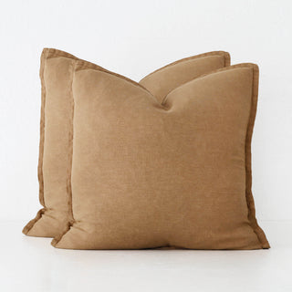 FRENCH LINEN CUSHION BUNDLE X2  |  50 X 50CM  |  TOBACCO CIGAR