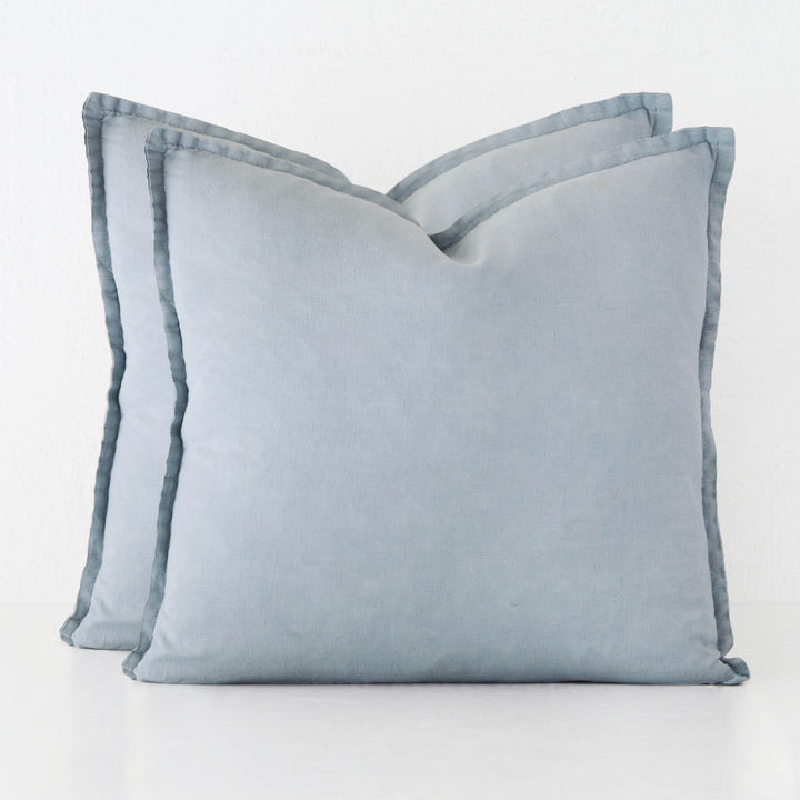 FRENCH LINEN CUSHION BUNDLE X2  |  60 X 60CM  |  DENIM BREEZE