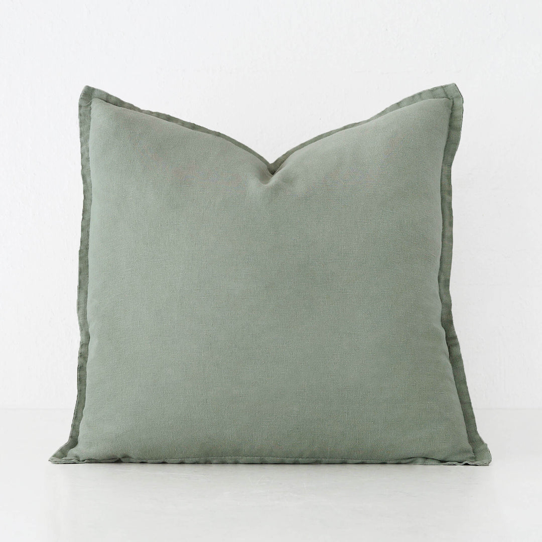 FRENCH LINEN CUSHION  |  EUCALYPTUS LEAF | 60X60