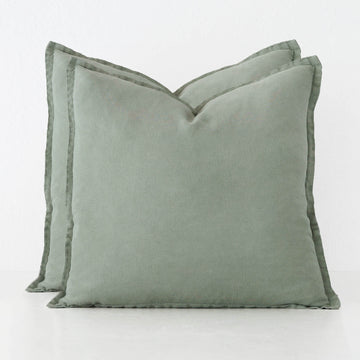 FRENCH LINEN CUSHION BUNDLE X2  |  60 X 60CM  |  EUCALYPTUS LEAF