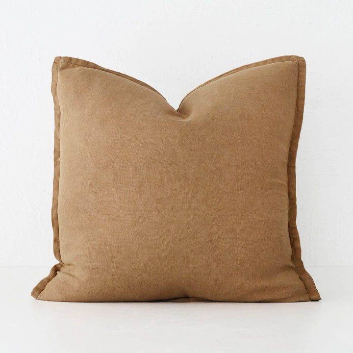 FRENCH LINEN CUSHION  |  TOBACCO CIGAR  |  60X60