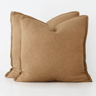 FRENCH LINEN CUSHION BUNDLE X2  |  60 X 60CM  |  TOBACCO CIGAR