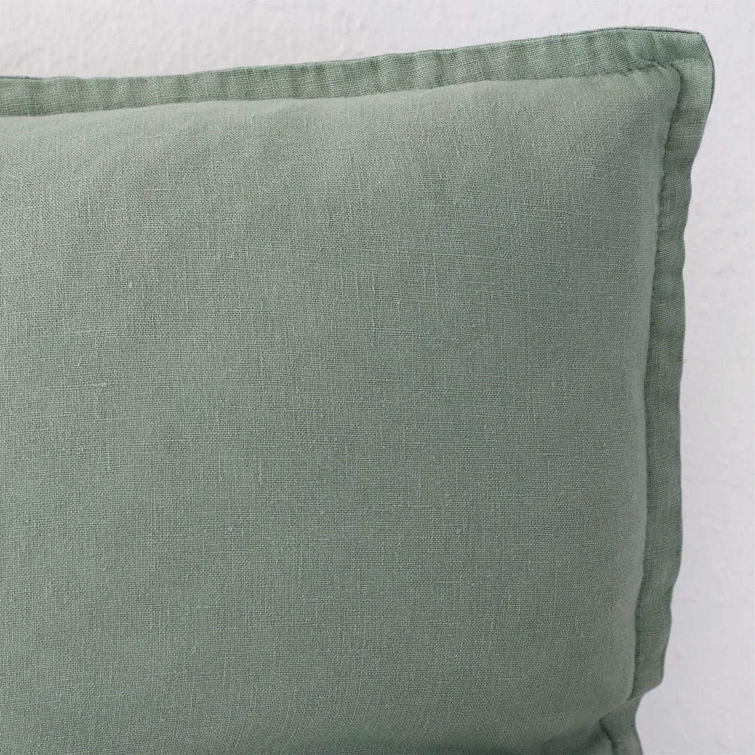 FRENCH LINEN CUSHION  |  EUCALYPTUS LEAF |  CLOSE UP