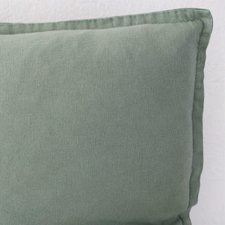 FRENCH LINEN CUSHION  |  EUCALYPTUS LEAF |  CLOSE UP