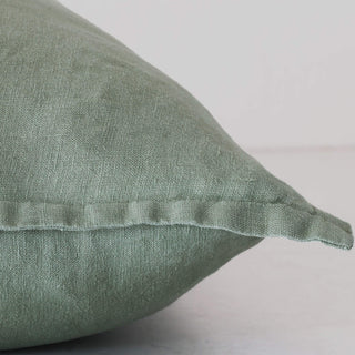FRENCH LINEN CUSHION  |  EUCALYPTUS LEAF |  CLOSE UP