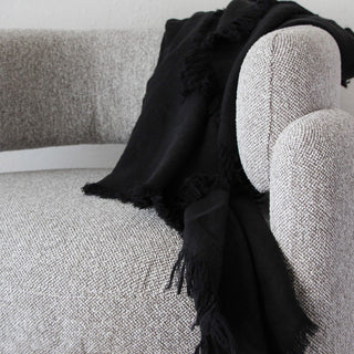 LBD EXCLUSIVE  |  FRENCH LINEN THROW  |  180X140CM  |  CARBON BLACK NOIR