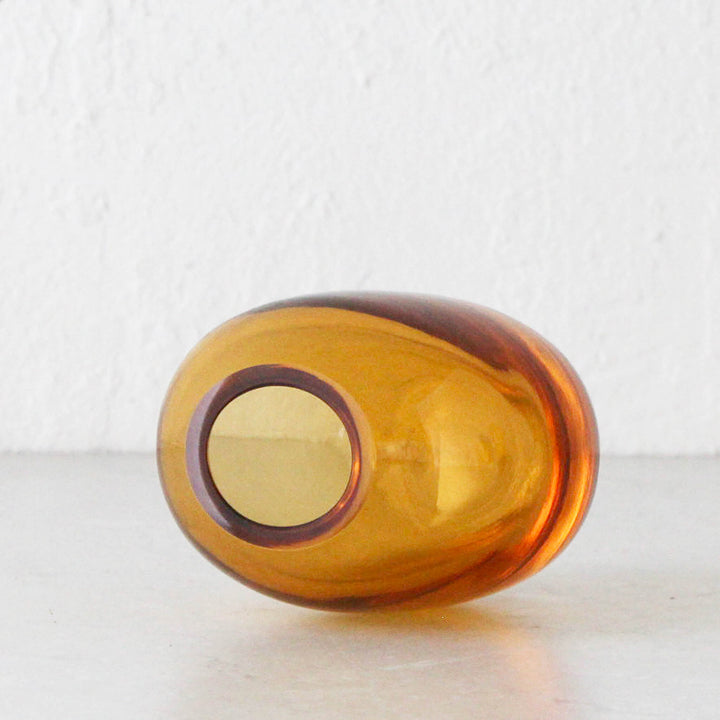 FREYA HAND BLOWN VASE  |  AMBER + CLEAR GLASS  |  SMALL