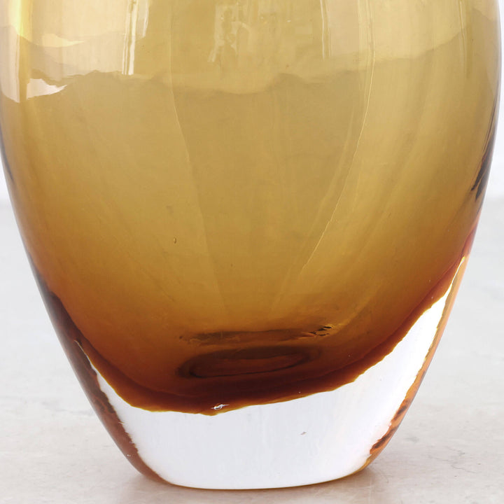 LIVING BY DESIGN EXCLUSIVE  |  FREYA HAND BLOWN VASE  |  MEDIUM  |  AMBER + CLEAR GLASS