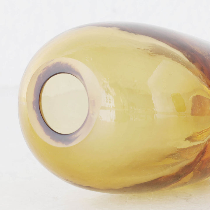 LIVING BY DESIGN EXCLUSIVE  |  FREYA HAND BLOWN VASE  |  MEDIUM  |  AMBER + CLEAR GLASS