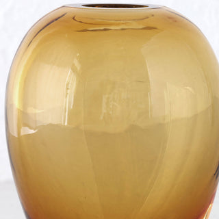 LIVING BY DESIGN EXCLUSIVE  |  FREYA HAND BLOWN VASE  |  MEDIUM  |  AMBER + CLEAR GLASS