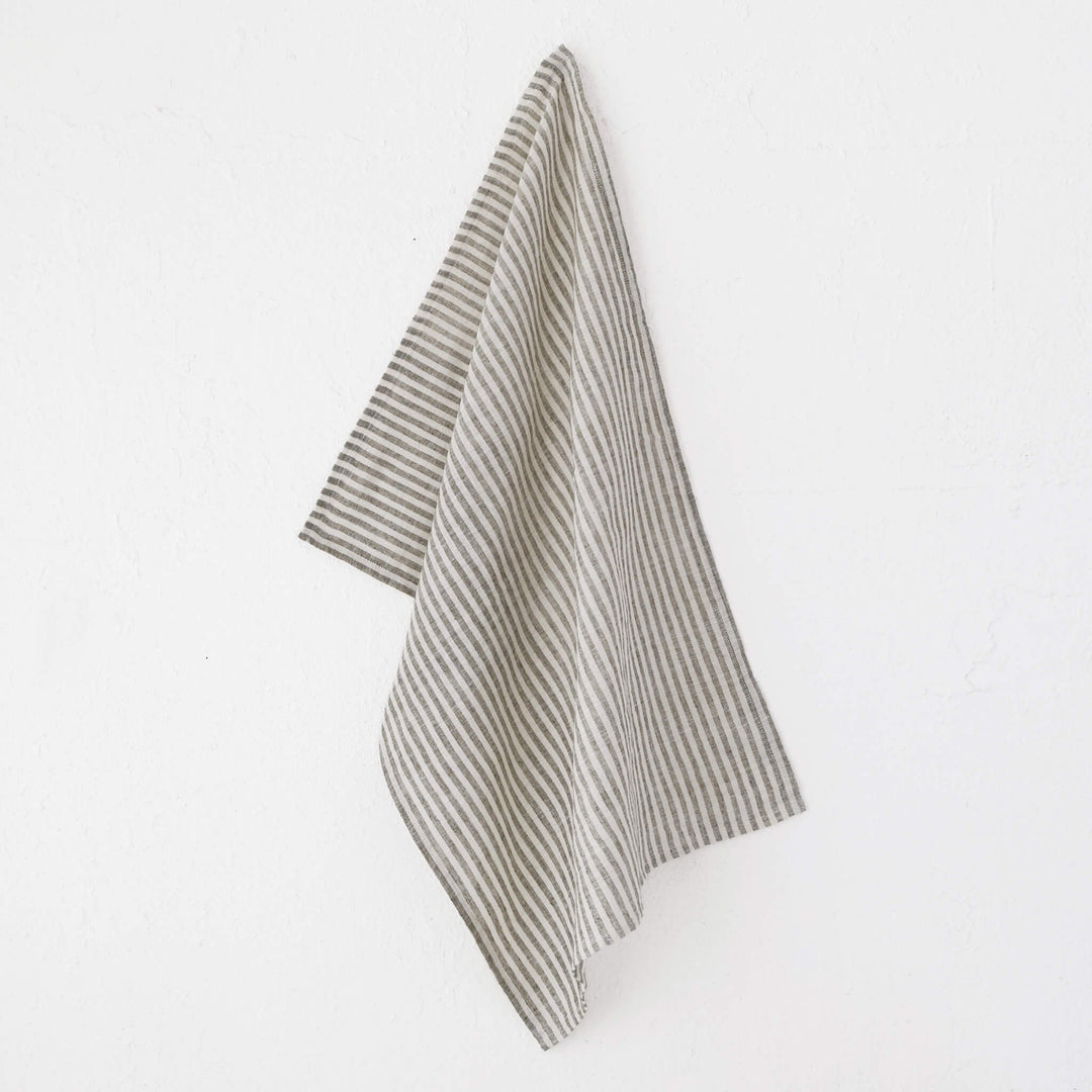 Frontera Ticking Stripe Linen Kitchen Towel  |   Ebony Mocha  |  50X70CM