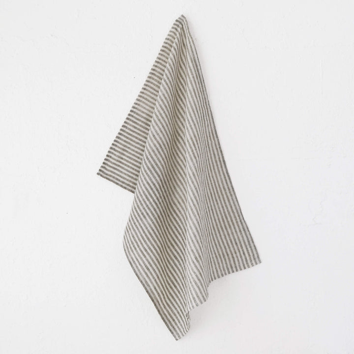 Frontera Ticking Stripe Linen Kitchen Towel  |   Ebony Mocha  |  50X70CM