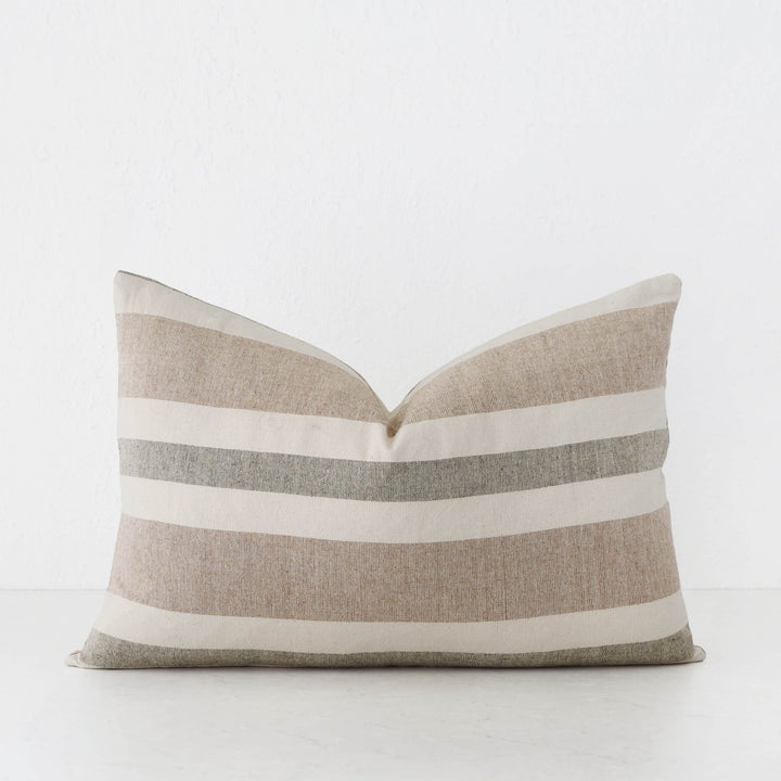 FRONTERA MULTI STRIPE CUSHION | BURNT ALMOND + LINEN | 40X60