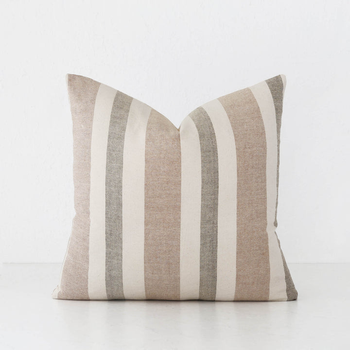 FRONTERA MULTI STRIPE CUSHION | BURNT ALMOND + LINEN | 50X50