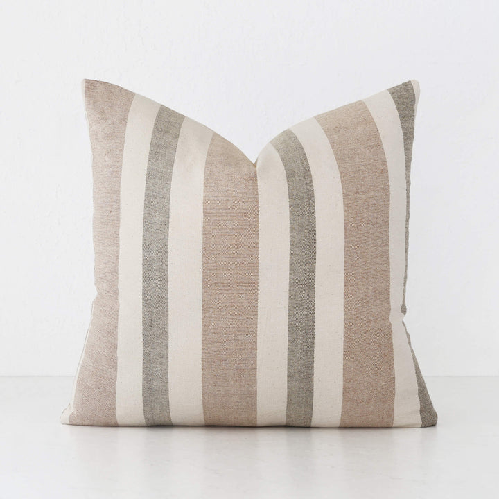 FRONTERA MULTI STRIPE CUSHION | BURNT ALMOND + LINEN | 60X60