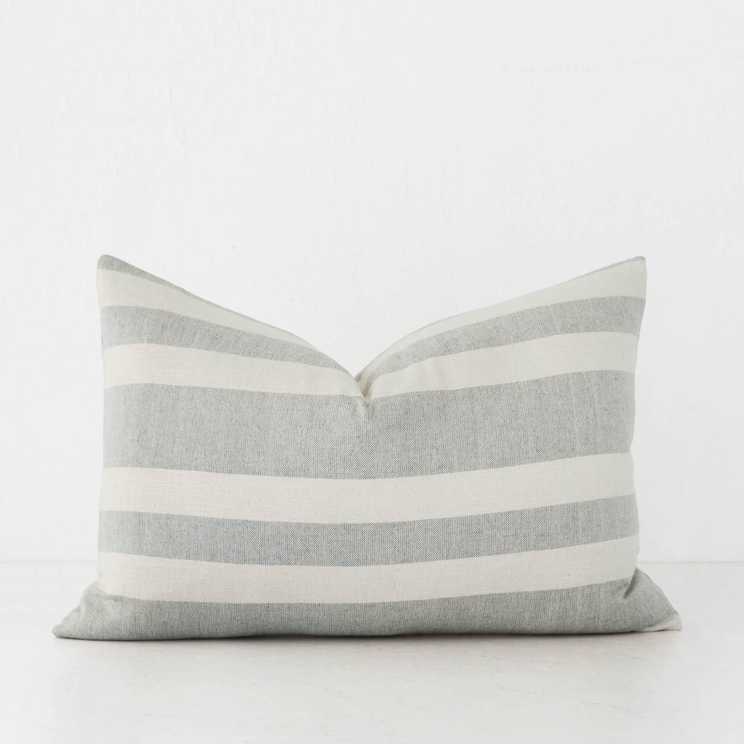 FRONTERA MULTI STRIPE CUSHION | OLIVE INK + LINEN | 40x60