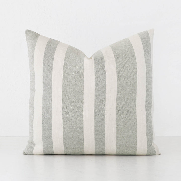 FRONTERA MULTI STRIPE CUSHION | OLIVE INK + LINEN | 60x60
