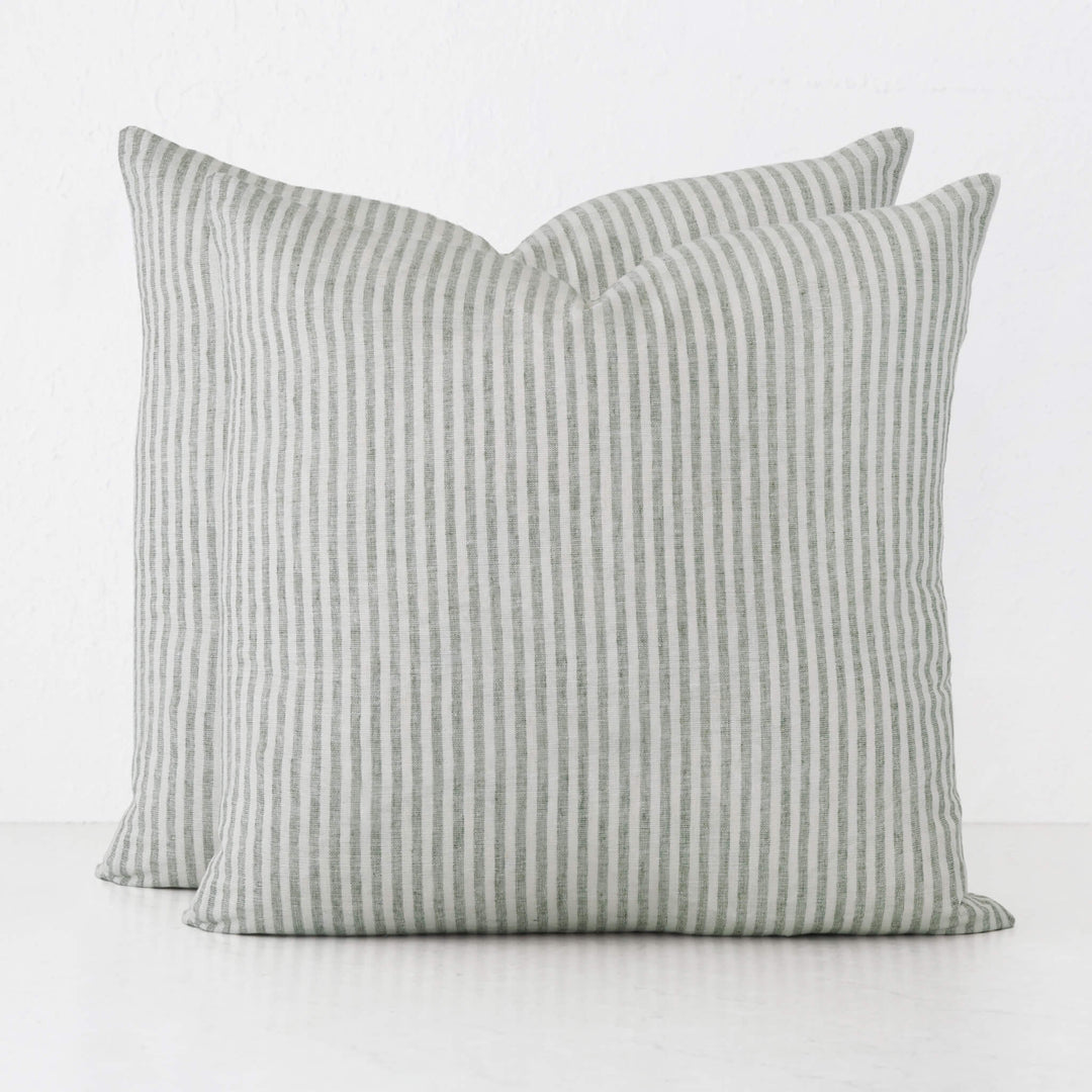 FRONTERA TICKING STRIPE CUSHION BUNDLES | ARMADA GREEN | 60X60