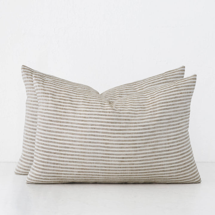 FRONTERA TICKING STRIPE CUSHION BUNDLES | CHESTNUT MUSTARD | 40X60