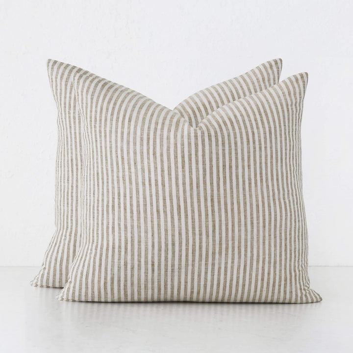 FRONTERA TICKING STRIPE CUSHION BUNDLES | CHESTNUT MUSTARD | 50X50