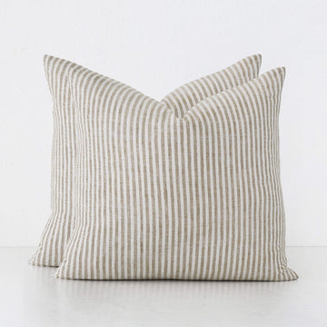 FRONTERA TICKING STRIPE CUSHION BUNDLES | CHESTNUT MUSTARD | 50X50
