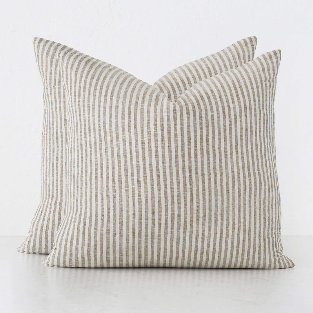 FRONTERA TICKING STRIPE CUSHION BUNDLES | CHESTNUT MUSTARD | 60X60