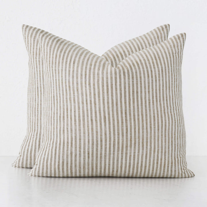 FRONTERA TICKING STRIPE CUSHION BUNDLES | CHESTNUT MUSTARD | 60X60