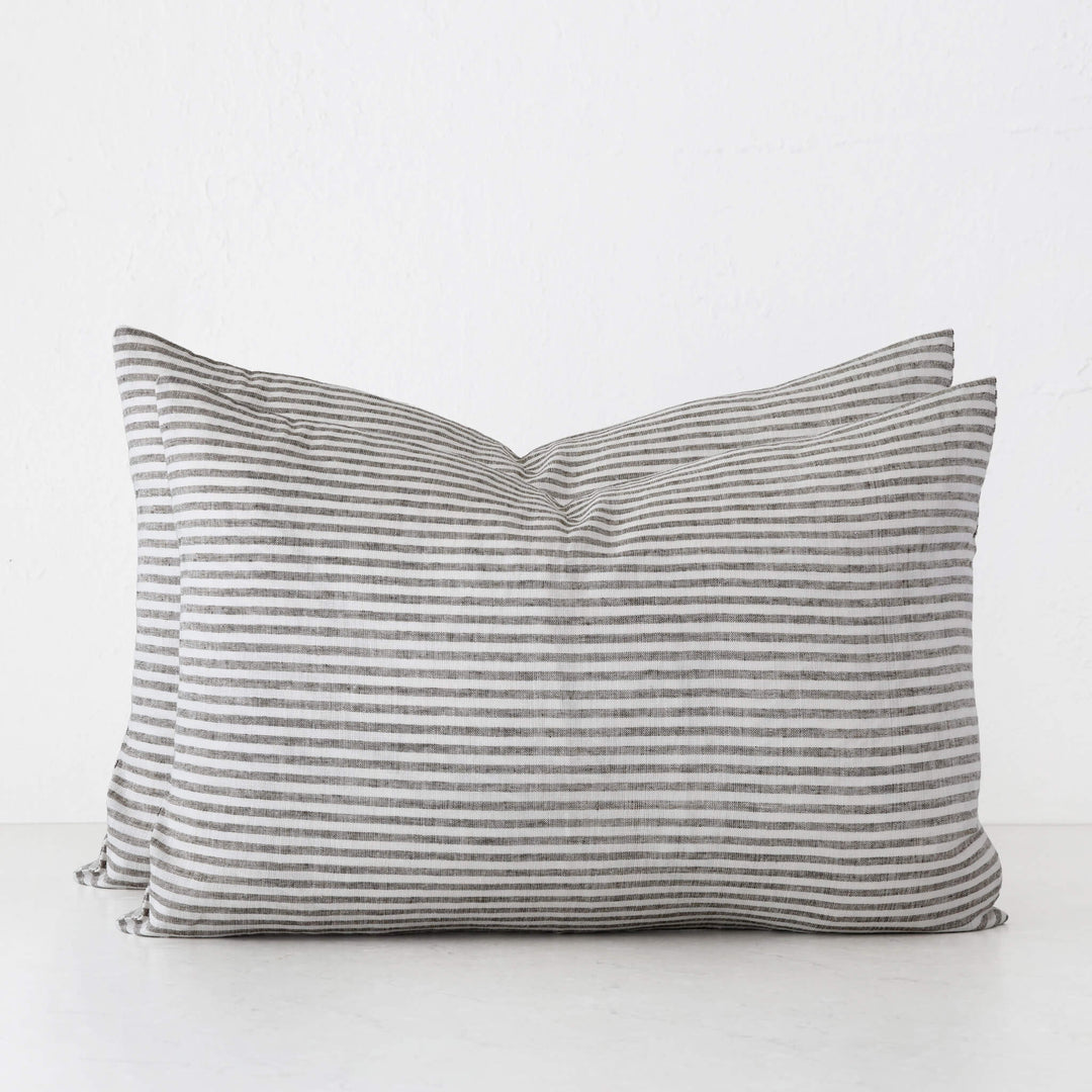 FRONTERA TICKING STRIPE CUSHION BUNDLES | EBONY MOCHA | 40X60
